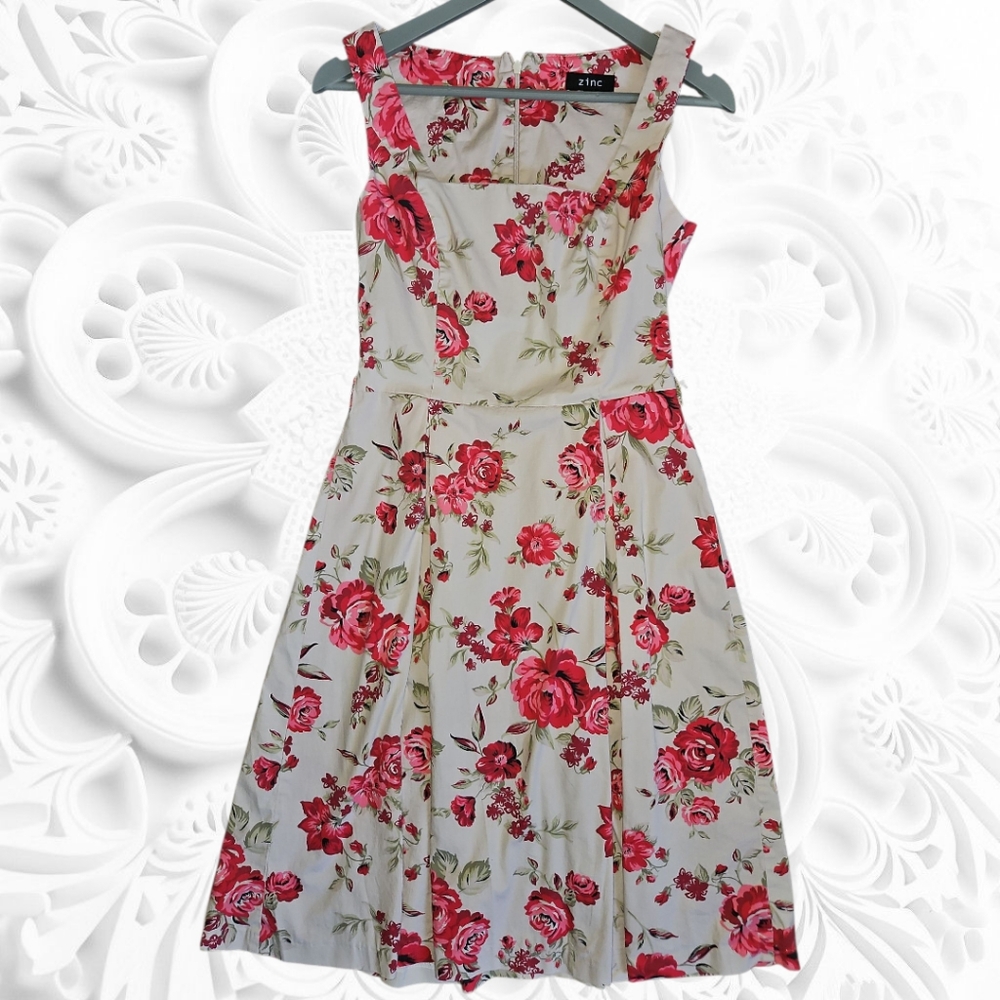 Zinc Pink Floral Midi‎ Dress